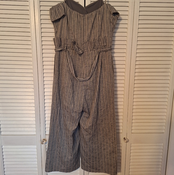 Dance & marvel cotton gray striped cold shoulder romper jumpsuit medium *A1 - Picture 3 of 7